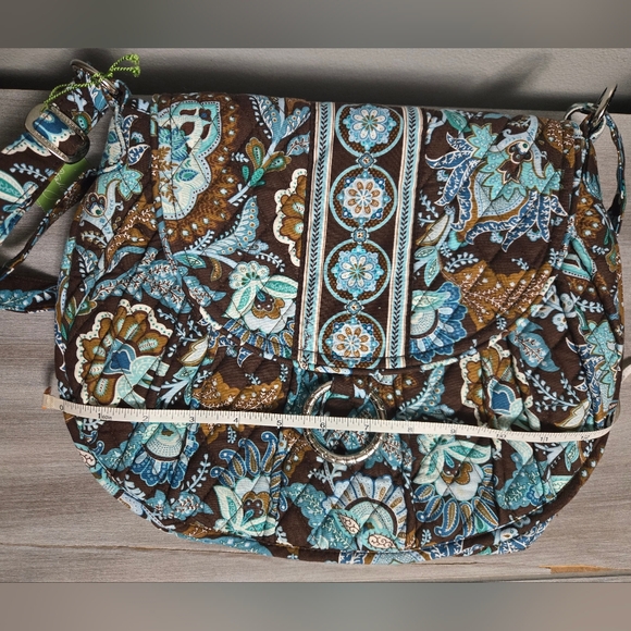 New Vera Bradley Java Blue Saddle Up Crossbody Bag Purse Blue & Brown Floral - Picture 12 of 13